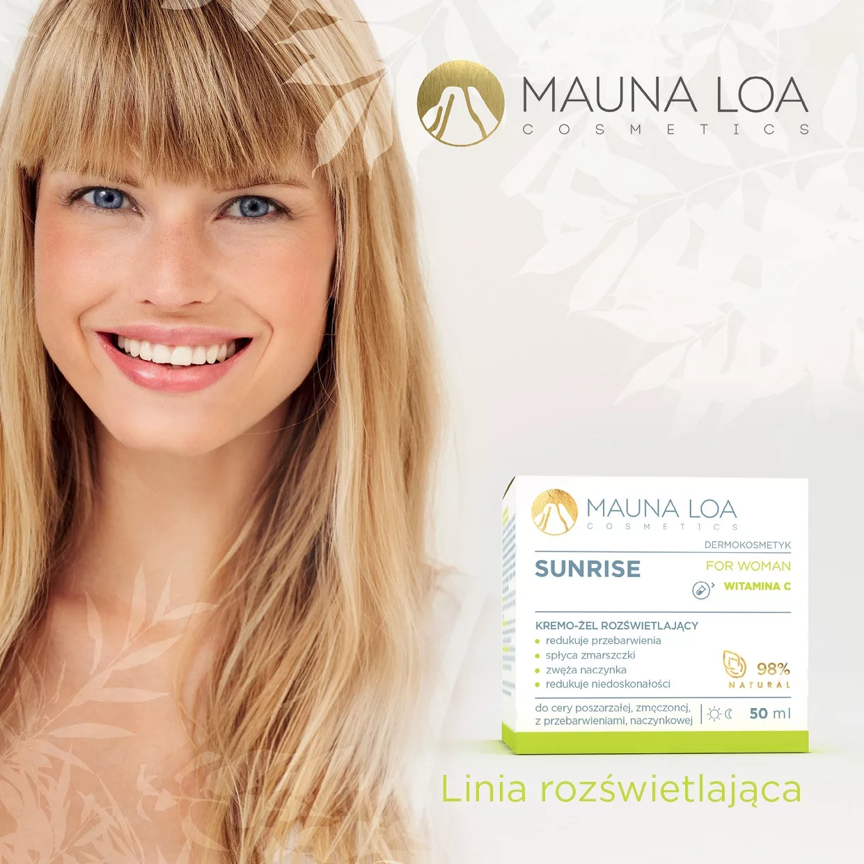 Projekt opakowania dla kosmetyku z linii rozświetlającej MAUNA LOU przygotowany przez PharmaPack Design