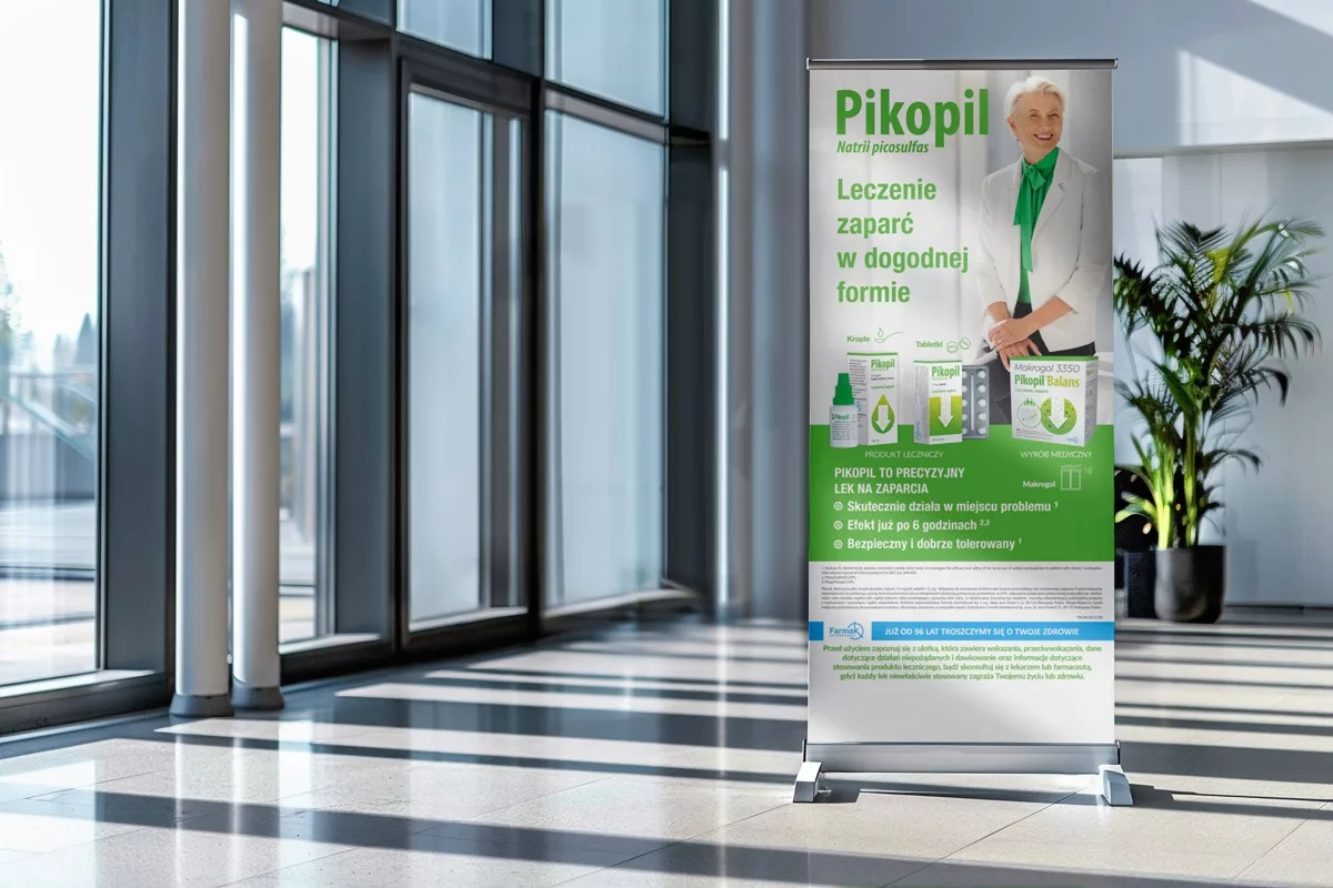 Projekt i produkcja rollupu leku OTC Pikopil przez PharmaPack Design