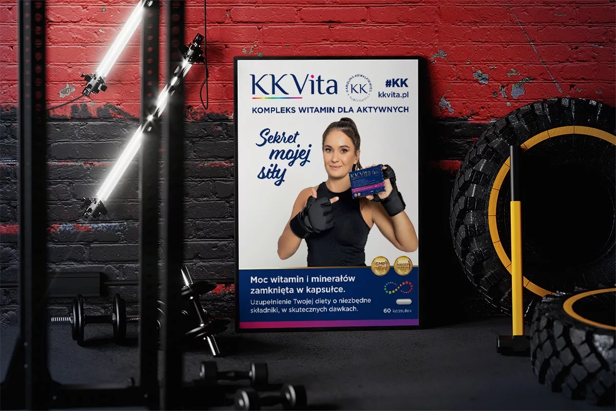 Projekt plakatu dla dla suplementu diety KK VITA, wykonany przez PharmaPack Design