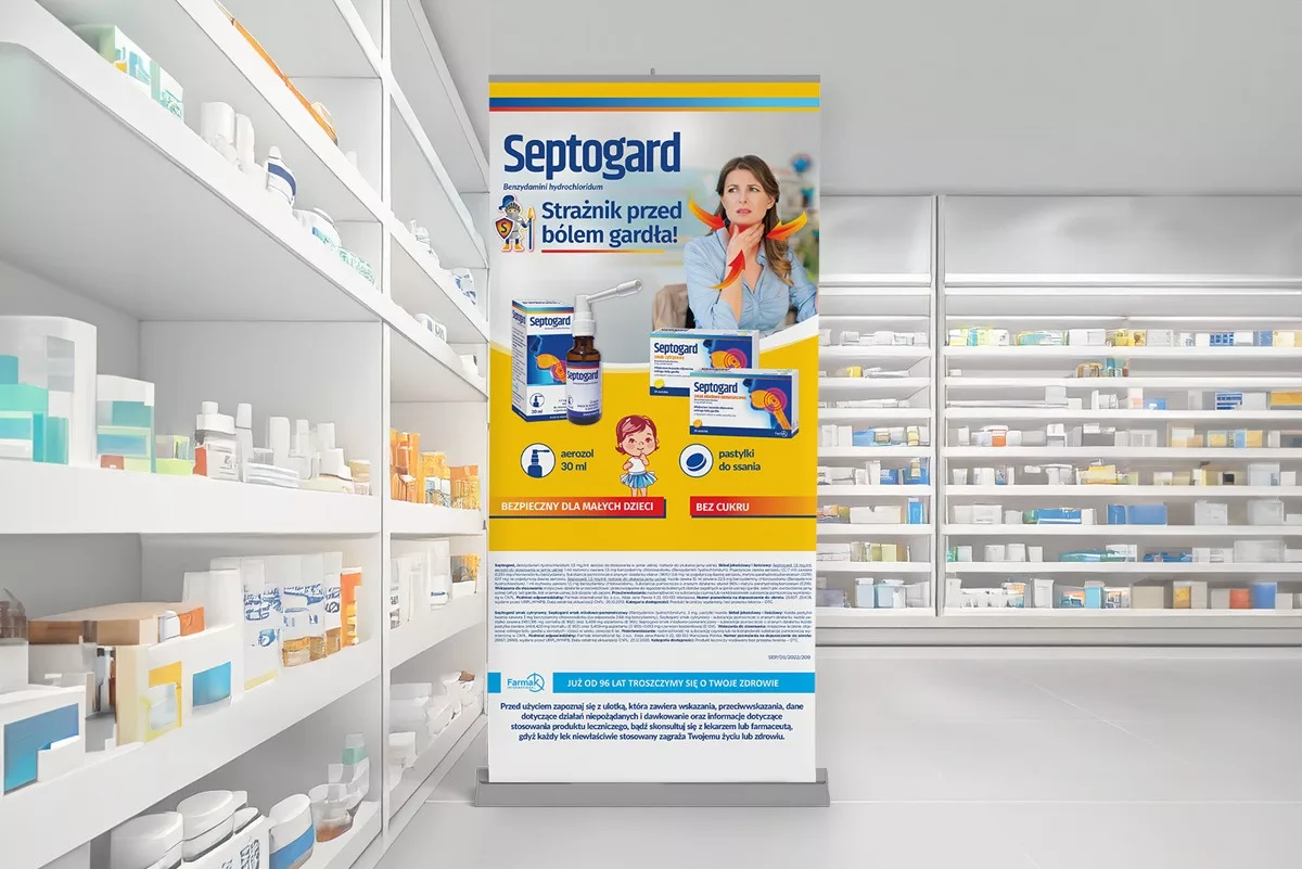 Projekt rollupu leku OTC Septogard przygotowany przez PharmaPack Design