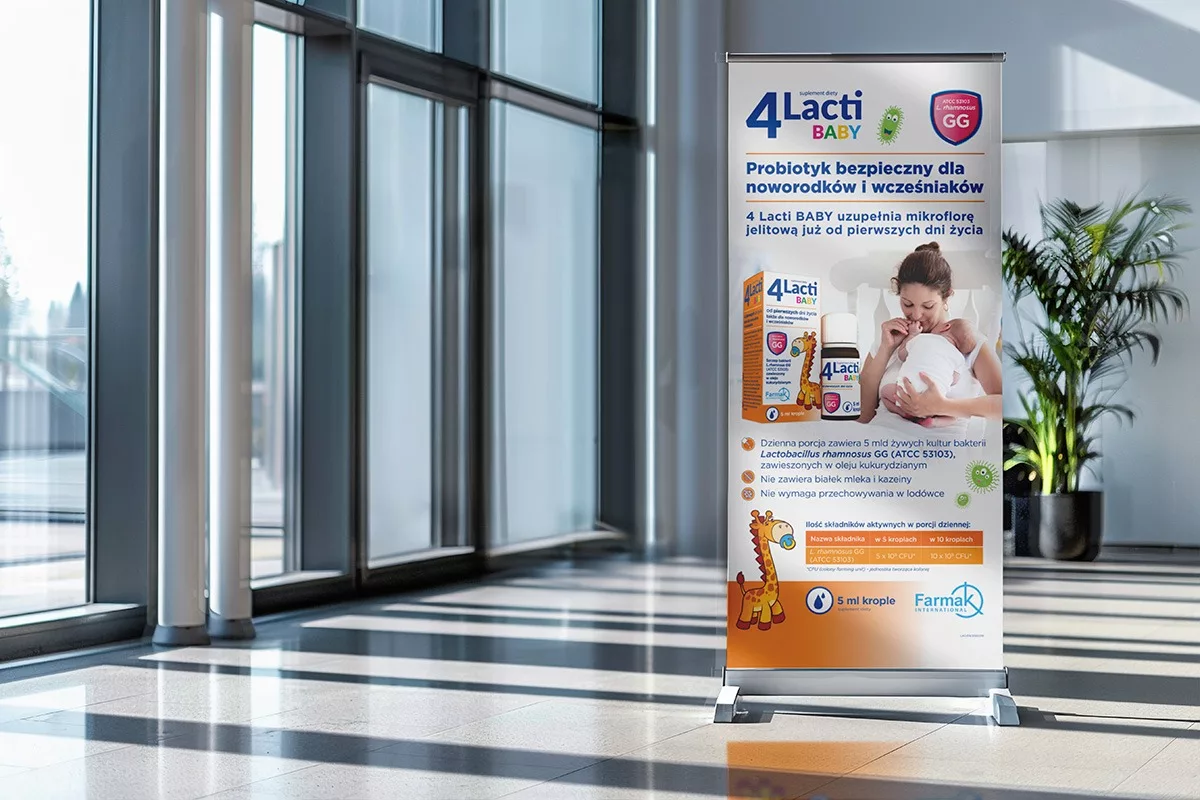 PharmaPack Design – projekt rollupu suplementu diety 4Lacti Baby