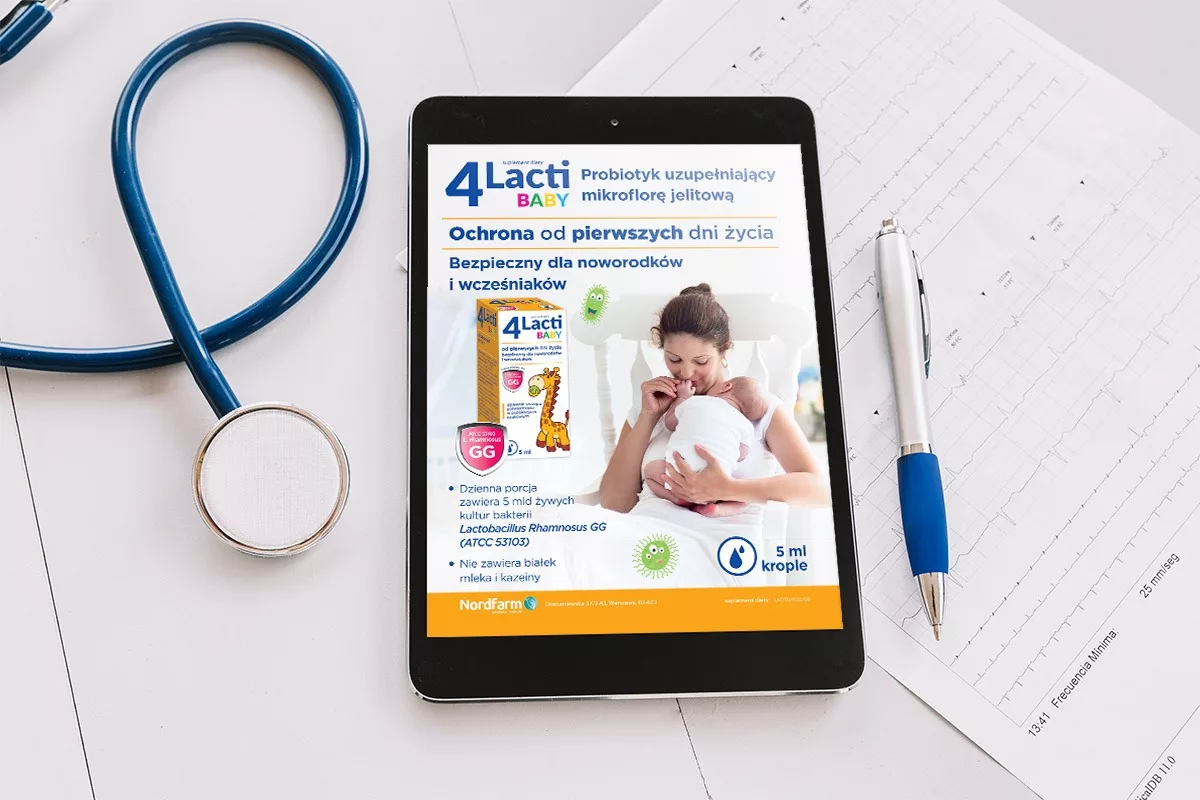 Reklama mobilna suplementu diety 4Lacti Baby zaprojektowana przez PharmaPack Design