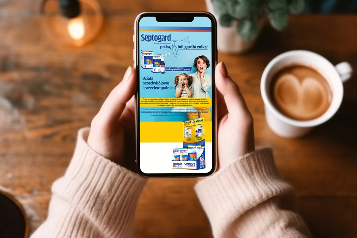 Projekt reklamy mobilnej leku OTC Septogard przygotowany przez PharmaPack Design