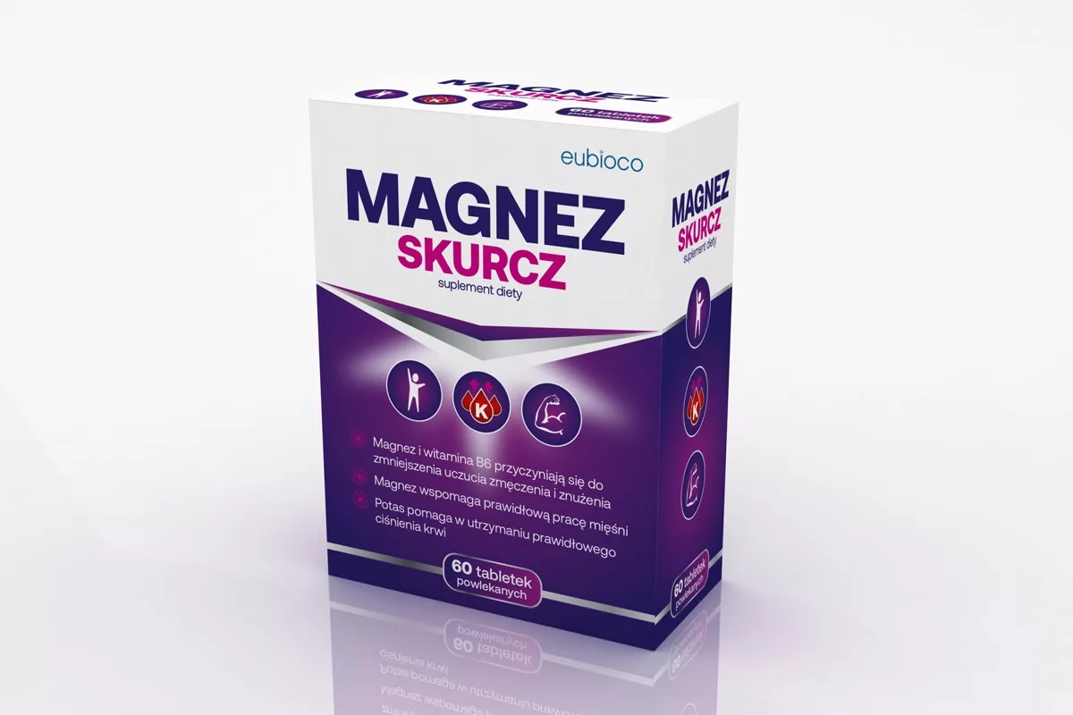 Opakowanie suplementu diety Magnez skurcz marki Eubioco zaprojektowane przez PharmaPack Design