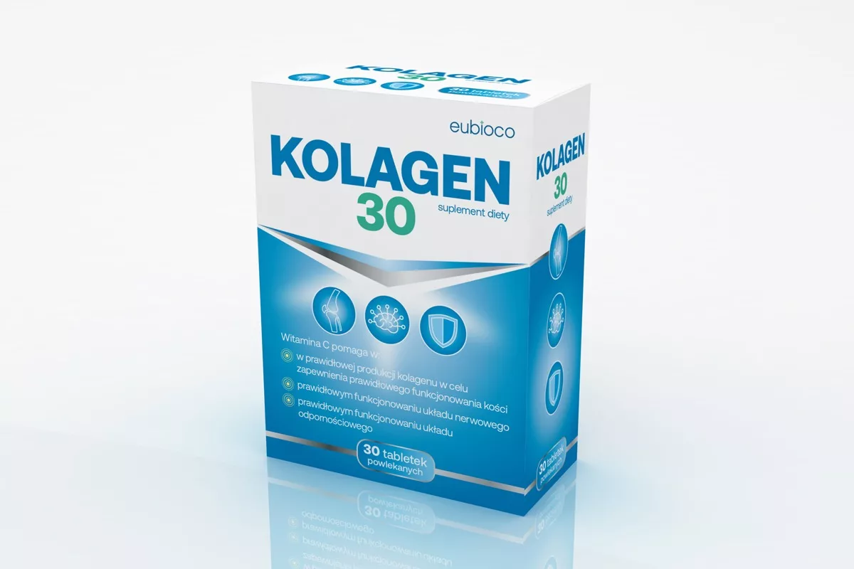 Projekt opakowania suplementu diety Kolagen marki Eubioco autorstwa PharmaPack Design