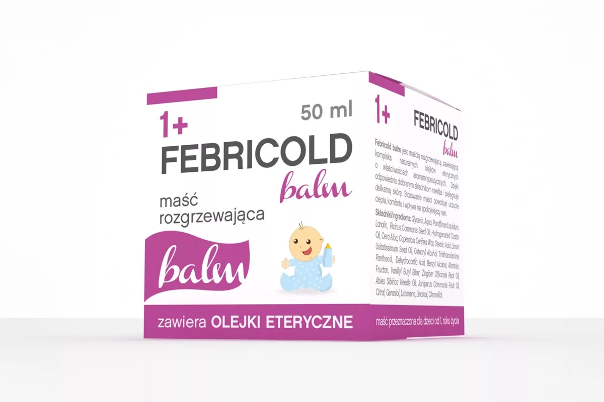 Projekt opakowania maści Febricold balm przygotowany przez PharmaPack Design