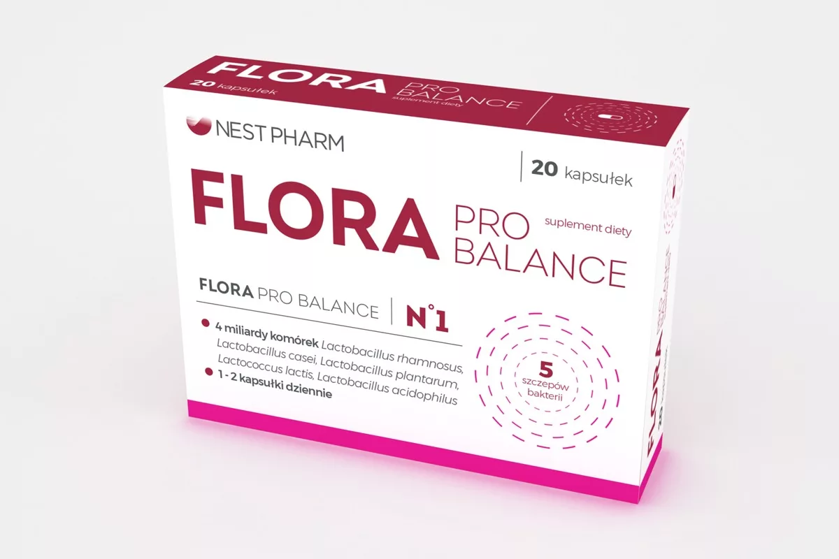 PharmaPack Design – projekt opakowania suplementu diety Flora Pro Balance Nestpharm