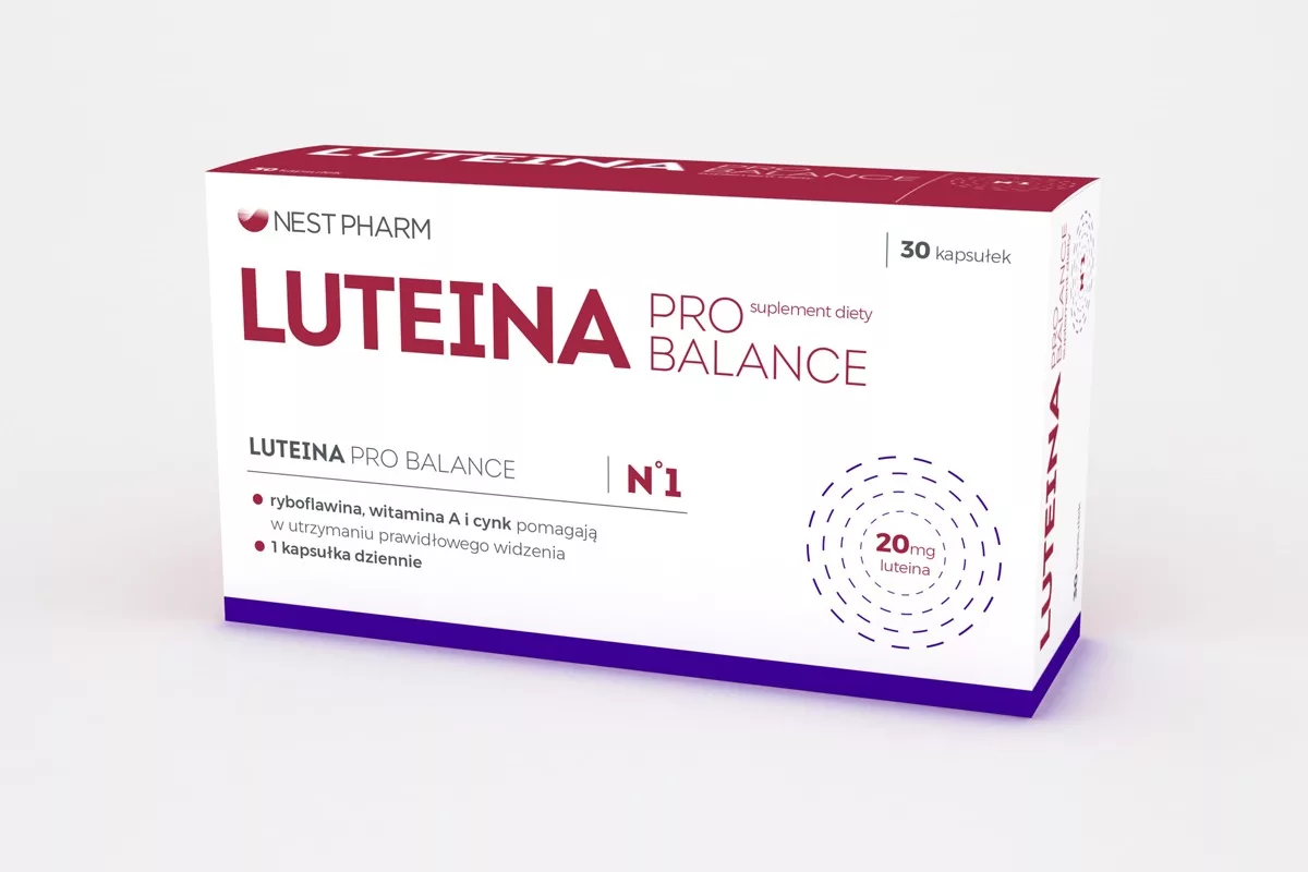 Projekt opakowania suplementu diety luteina Nestpharm autorstwa PharmaPack Design