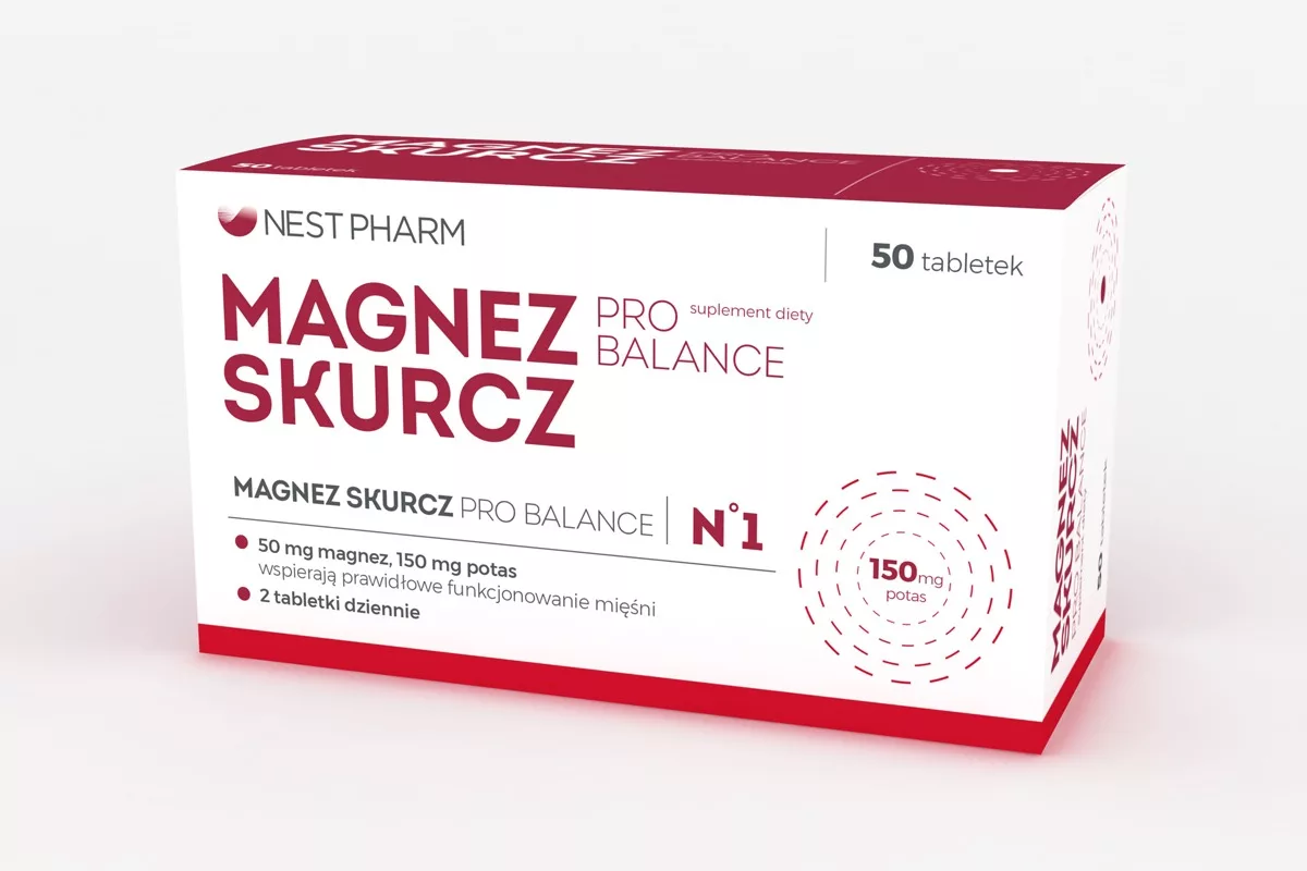 Opakowanie suplementu diety Magnez Skurcz Nestpharm – projekt graficzny PharmaPack Design