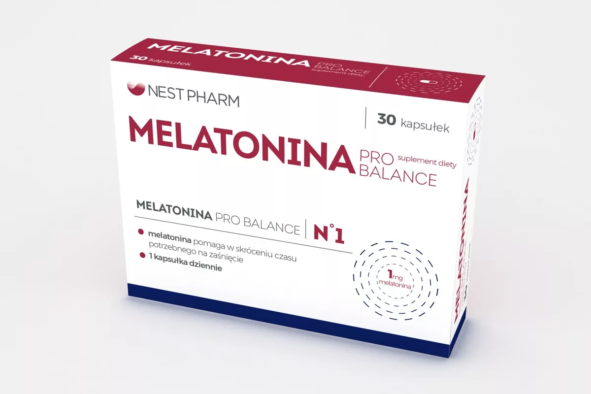 Projekt opakowania suplementu diety Melatonina Nestpharm autorstwa PharmaPack Design