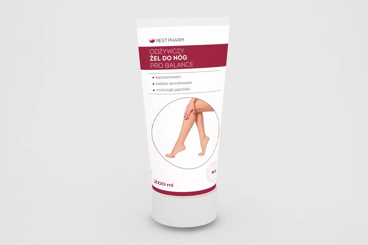 Projekt opakowania dla żelu do nóg przygotowany przez PharmaPack Design
