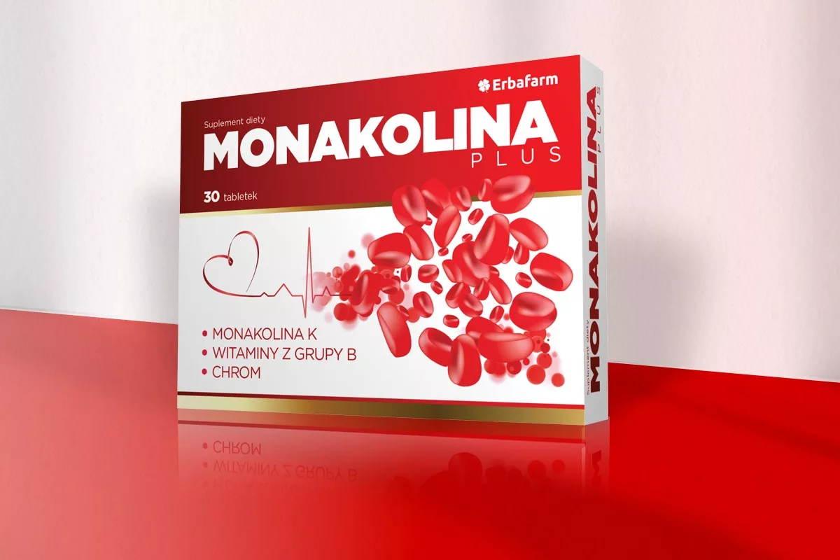 Projekt opakowań suplementów diety Monakalina dla Erbafarm, przygotowany przez PharmaPack Design