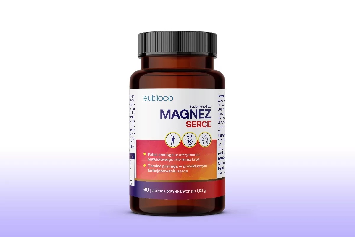 Projekt opakowania suplementu diety Magnez serce Eubioco przygotowany przez PharmaPack Design