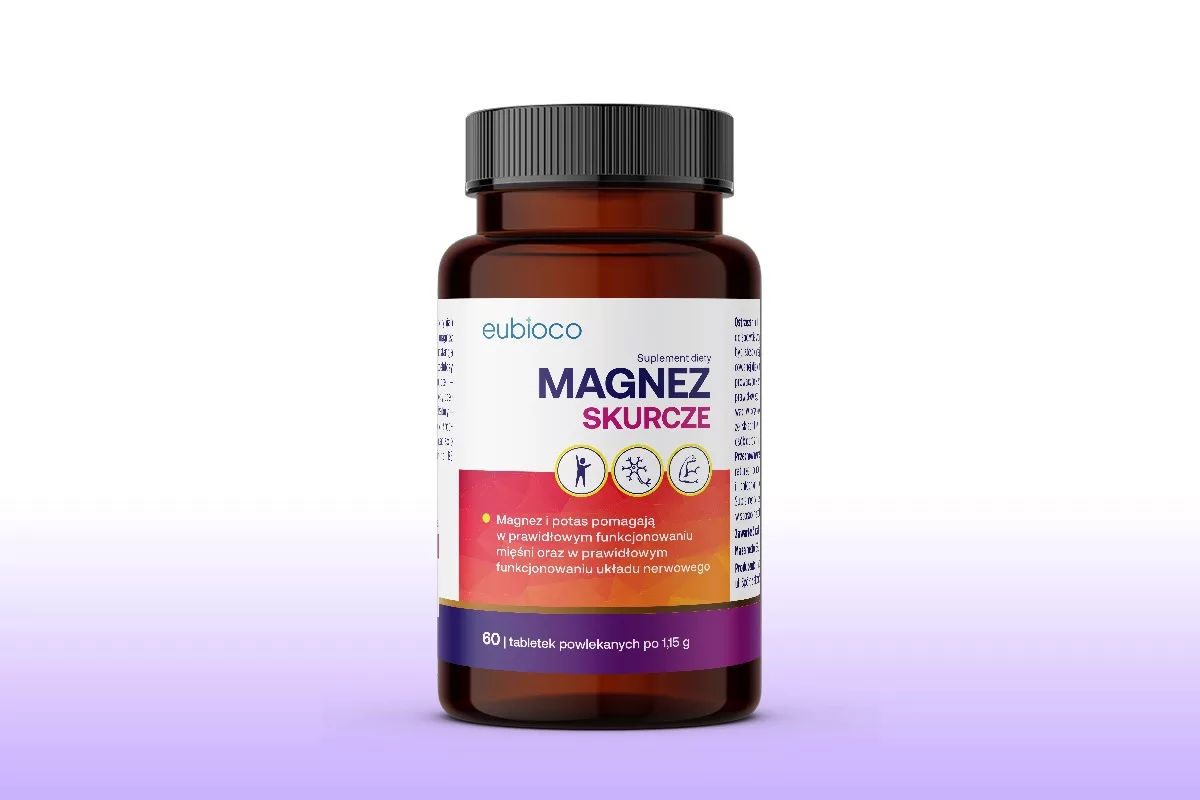 Projekt opakowania suplementu diety Magnez Skurcze Eubioco przygotowany przez PharmaPack Design