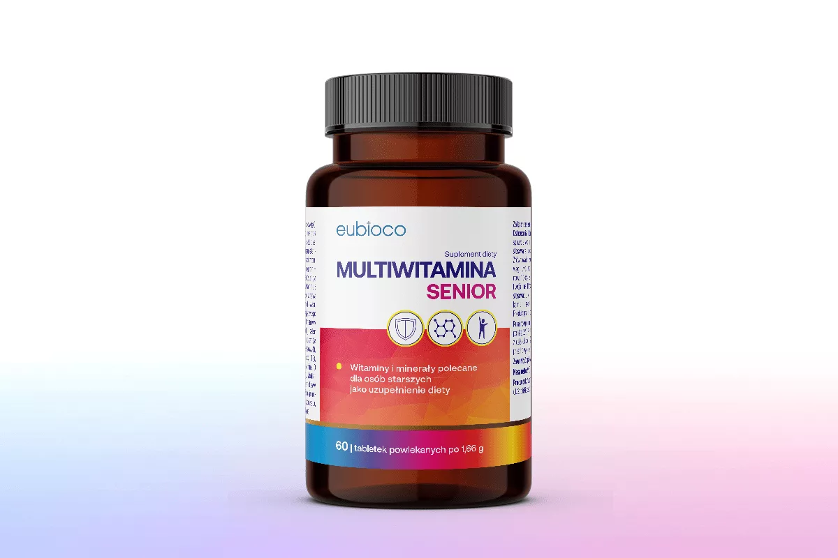 Projekt opakowania suplementu diety Multiwitamina Senior Eubioco przygotowany przez PharmaPack Design