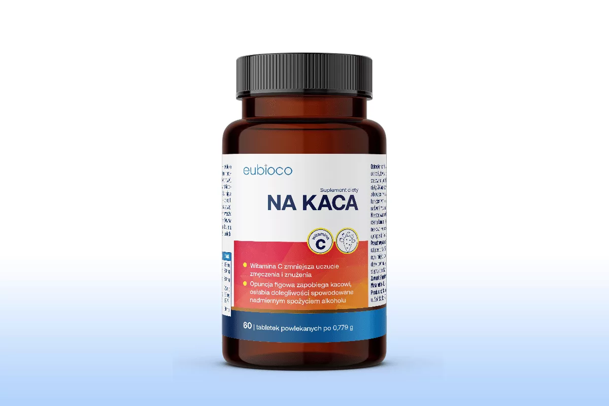Projekt opakowania suplementu diety Na kaca Eubioco przygotowany przez PharmaPack Design