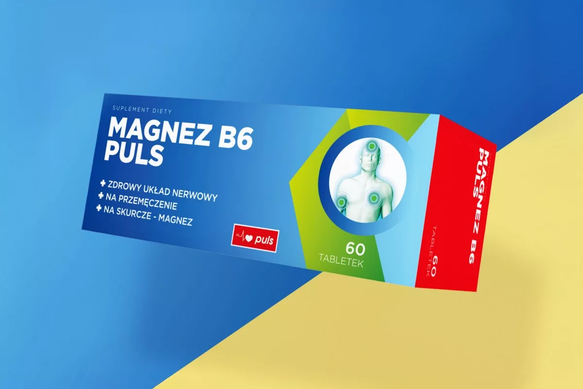 Opakowanie suplementu diety Magnez B6 Plus zaprojektowane przez PharmaPack Design