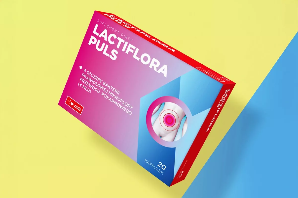 Opakowanie suplementu diety Lactiflora Plus zaprojektowane przez PharmaPack Design