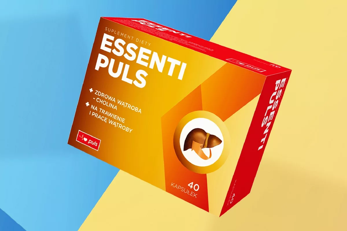 Opakowanie suplementu diety Essenti Plus zaprojektowane przez PharmaPack Design