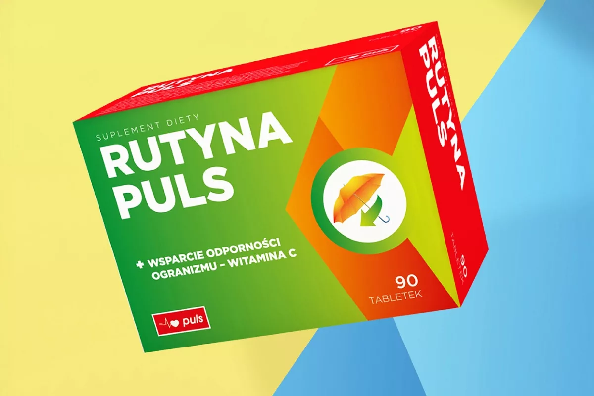 Opakowanie suplementu diety Rutyna Plus zaprojektowane przez PharmaPack Design