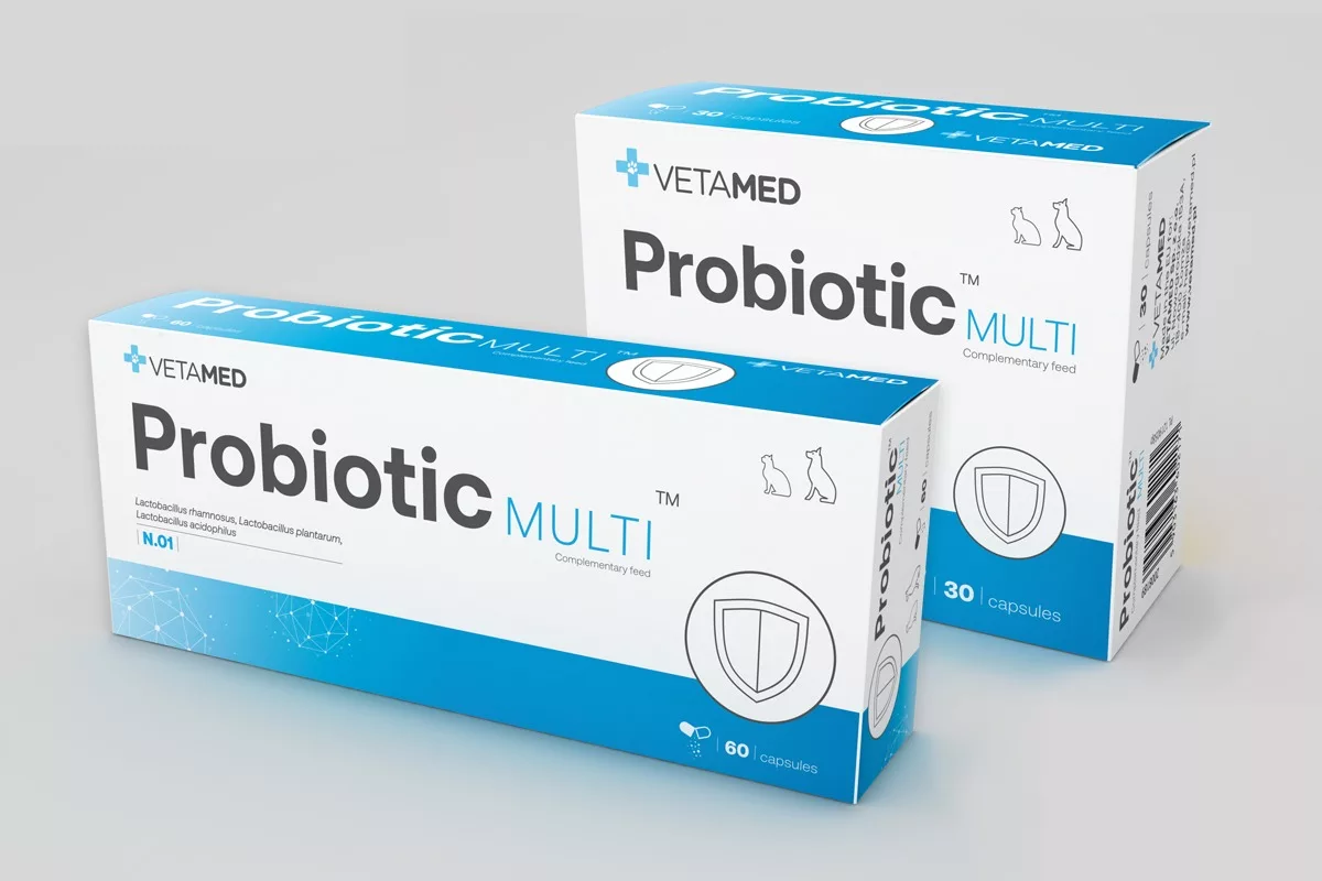 Projekt linii opakowań suplementów diety dla zwierząt dla Vetamed, wykonany przez PharmaPack Design