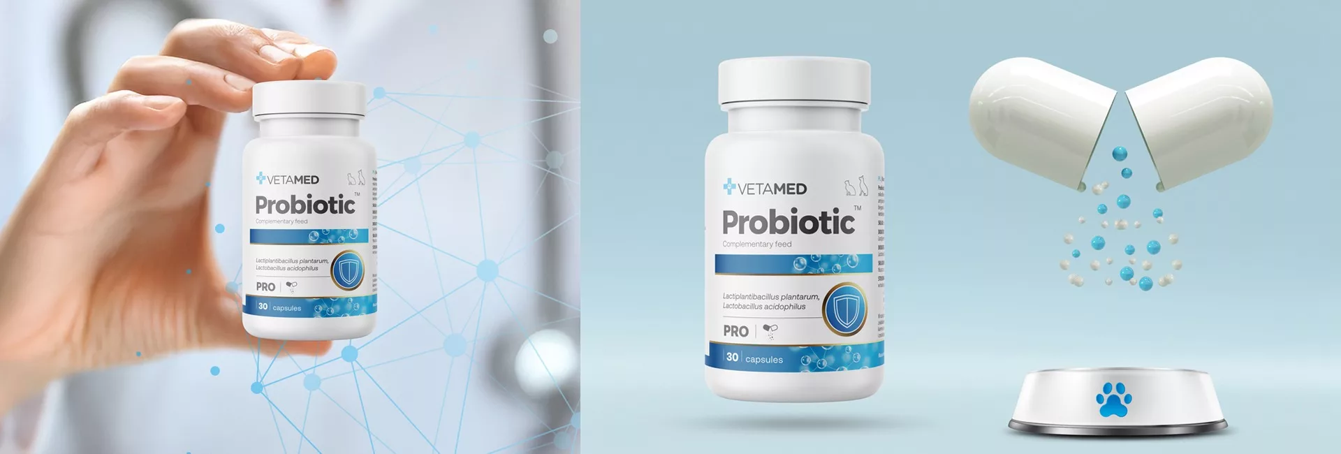 Linia opakowań suplementów dla zwierząt Vetamed – projekt i realizacja PharmaPack Design