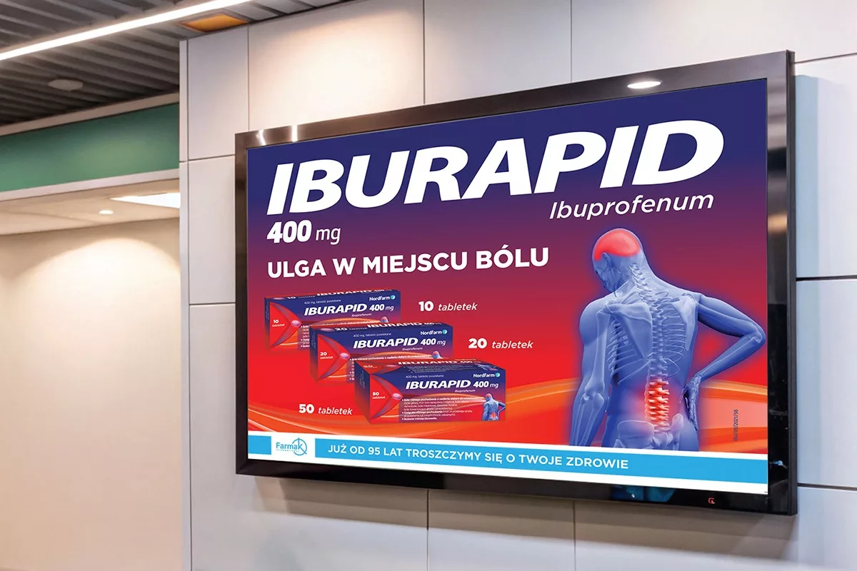 Reklama leku OTC Iburapid zaprojektowana przez PharmaPack Design