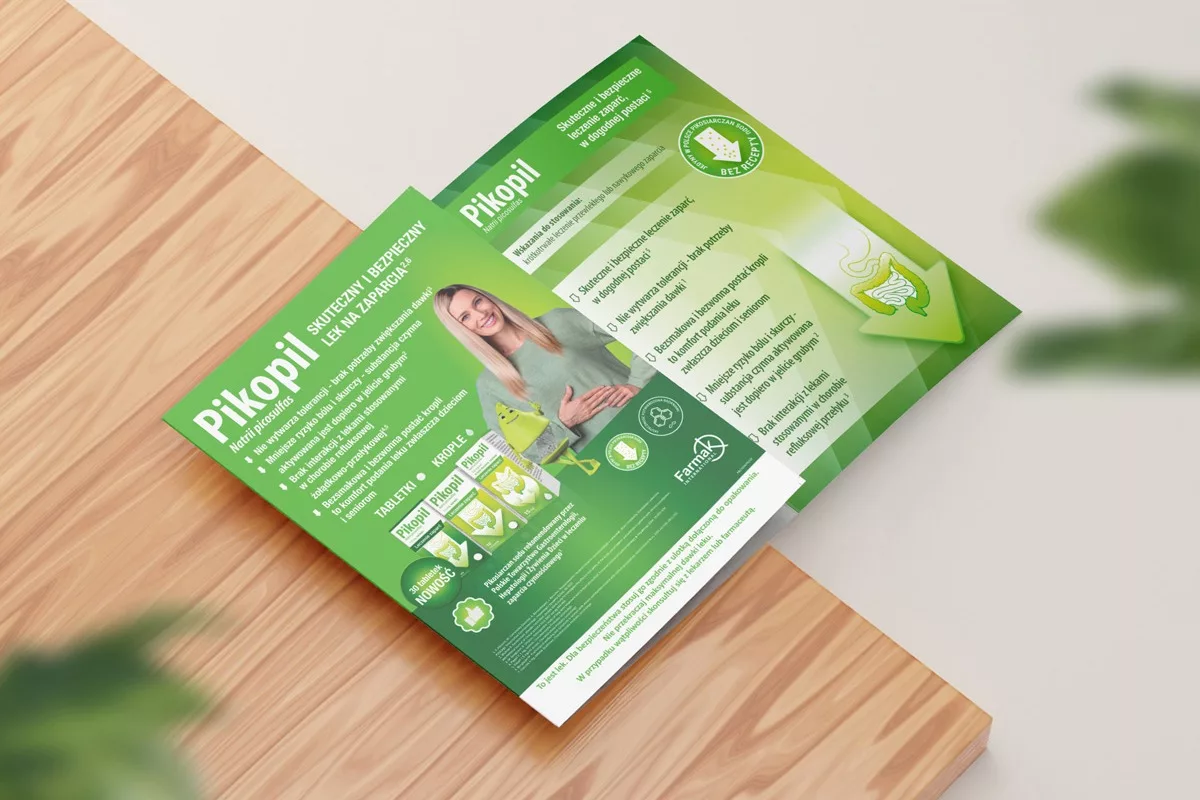 Projekt i produkcja ulotki dla pacjenta leku OTC Pikopil przez PharmaPack Design