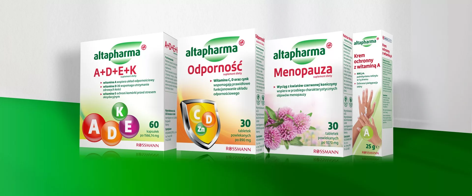 Projekt linii opakowań suplementów diety ALTAPHARMA dla sieci Rossmann
